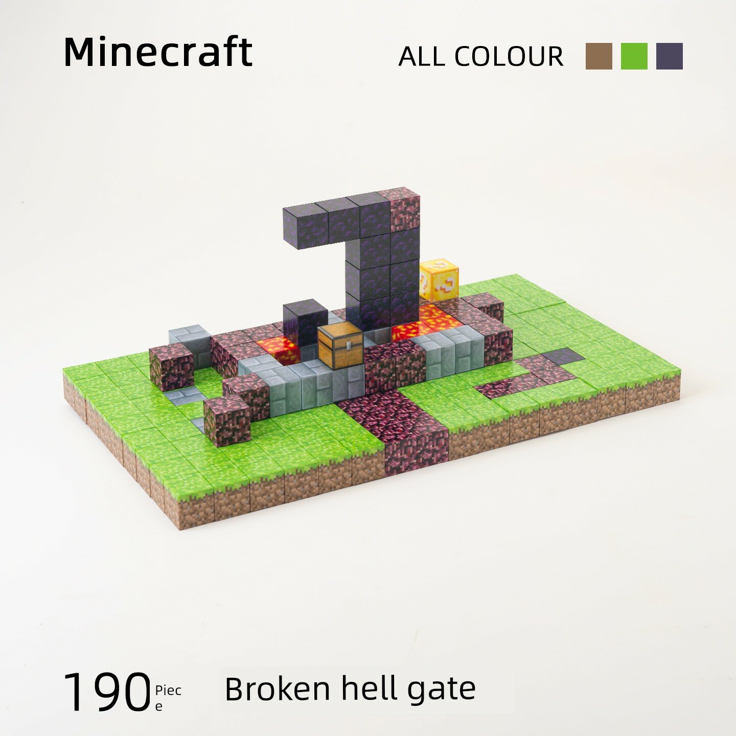 Набор строительных блоков Minecraft Cracked Nether Portal, 190 штук - игрушка Mini World для подземелий