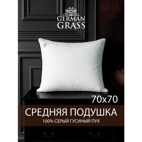 фото Подушка пуховая "грейс" в 100% хлопке средняя 70x70, german grass