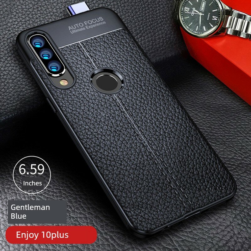 Прочный силиконовый чехол с полным покрытием для Huawei Enjoy 10 Plus, ударопрочный дизайн, деловой синий цвет -