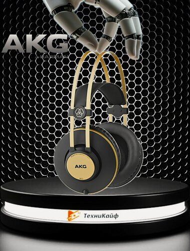 Изображение товара AKG 92 студийные проводные наушники, mini jack 3.5mm / 6.3mm. закрытые. кабель 3м. черный / black ; золотистые / gold