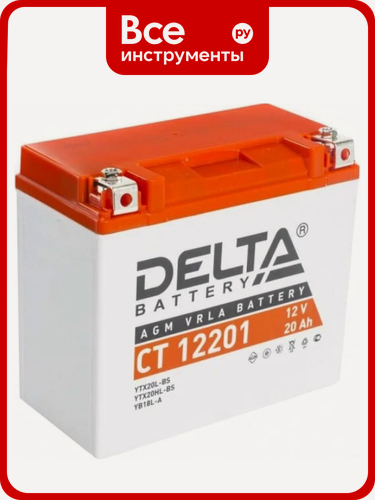 Изображение товара Аккумуляторная батарея Delta CT 12201 негорючего пластика, обратная полярность, AGM для легковых и грузовых автомобилей