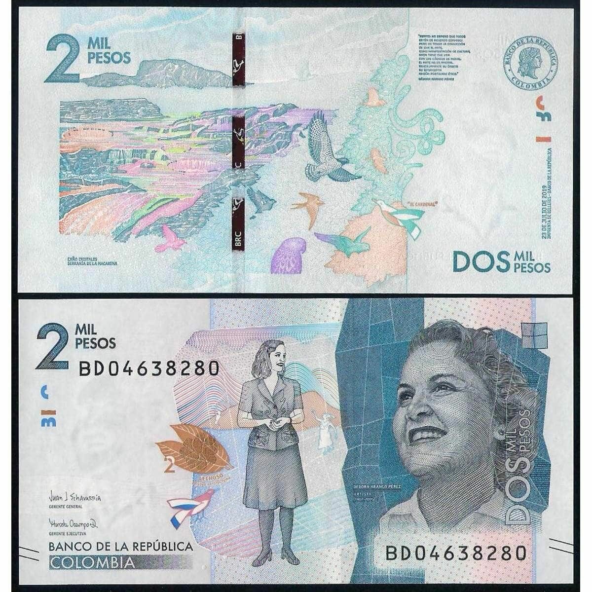 Колумбия 2000 песо 2019 Р458 UNC арт. 37053