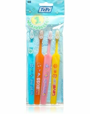 Зубная щетка TePe Kids Extra Soft, разноцветный, 4 шт