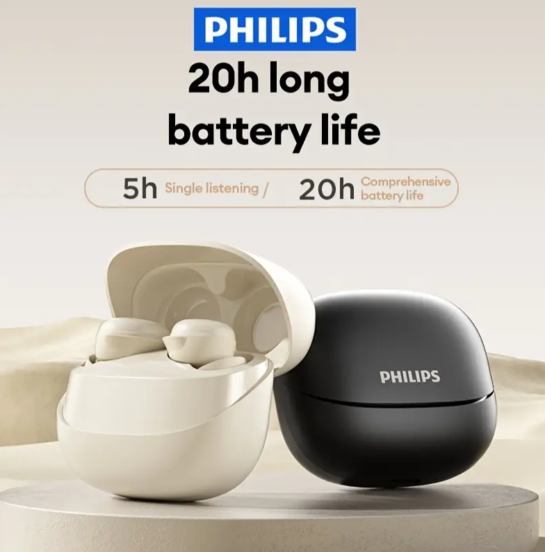 Беспроводные TWS Наушники Philips TAT2320WT, Bluetooth 5.4, Bass-Forward, 3D Surround, IPX4, AI-шумоподавление, белый/бежевый — фото 1