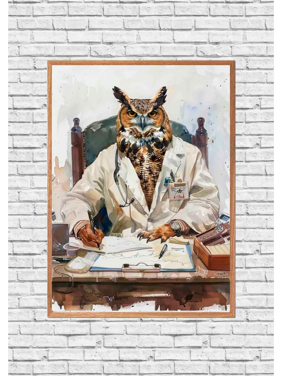Совиный животный врач 0, Плакат 30x42см
