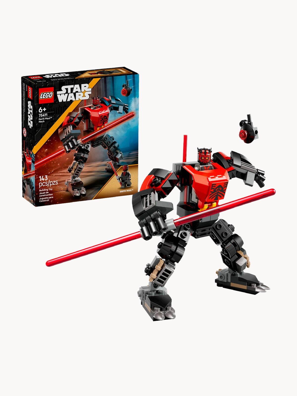 Конструктор LEGO Star Wars™ 75411 Робот Дарт Мола, красный, 143 дет.