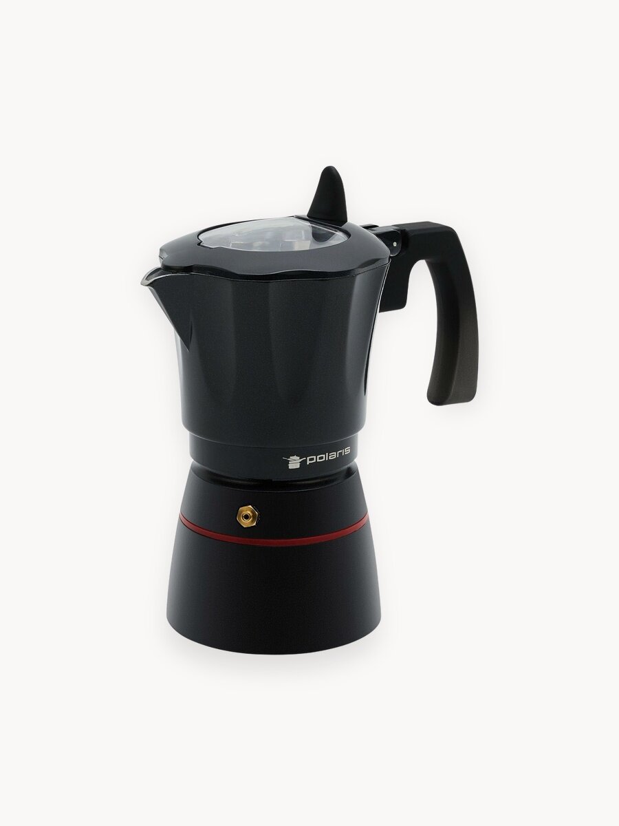 Кофеварка гейзерная Polaris PRO collection-6C для газовых и индукционных плит / Кофейник 300 мл, черный