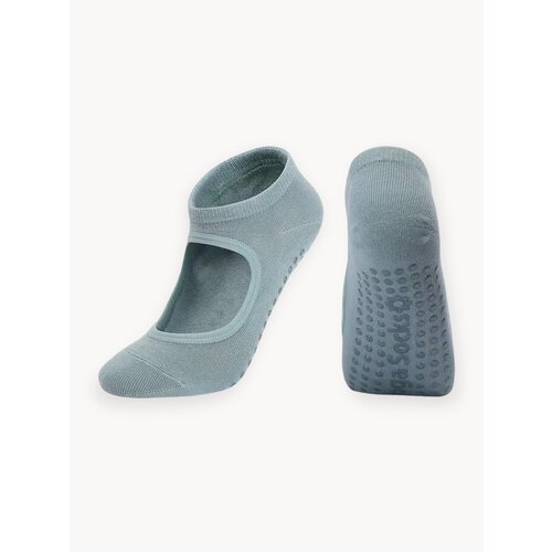 Носки противоскользящие для йоги фитнеса и пилатеса. Светло Серо-Зеленые