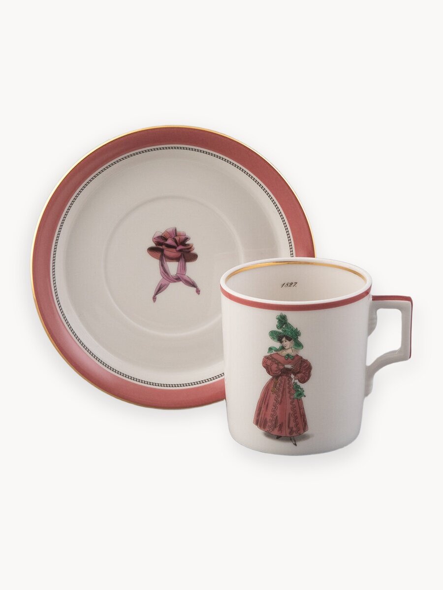 Чайная пара "Modes de Paris 1827" форма Гербовая , Императорский фарфоровый завод