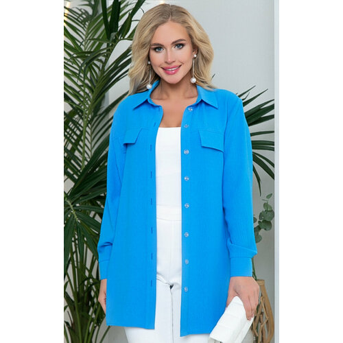 фото Рубашка , размер 44, голубой бизнес стиль