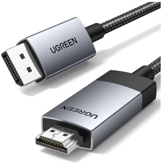 Кабель Ugreen DisplayPort to HDMI 4K, 1м, черно-серый