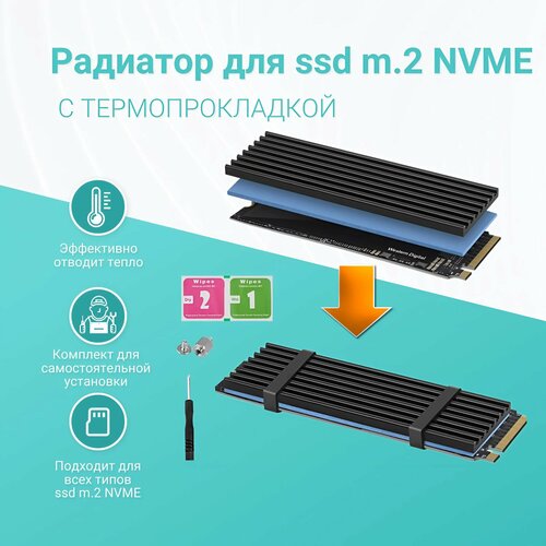 Радиатор для SSD M2 NVMe с термоподкладкой
