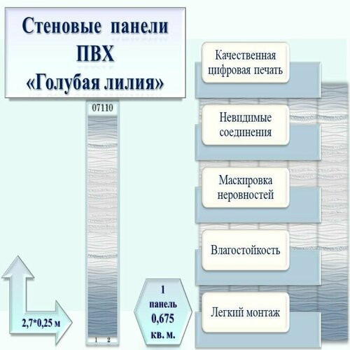 Панель ПВХ Голубая лилия арт 07110 фон декор 2 панели 02527 упак 12 шт 12599₽
