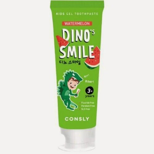 Изображение товара Паста зубная гелевая детская, Dino's Smile с ксилитом и вкусом арбуза, Consly, 60 г