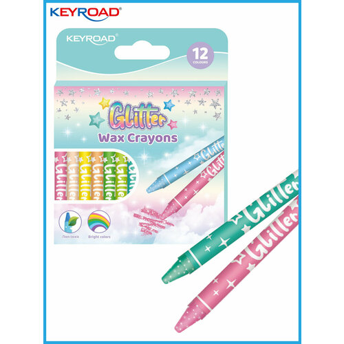 Восковые мелки Glitter 12 цв, картонный футляр