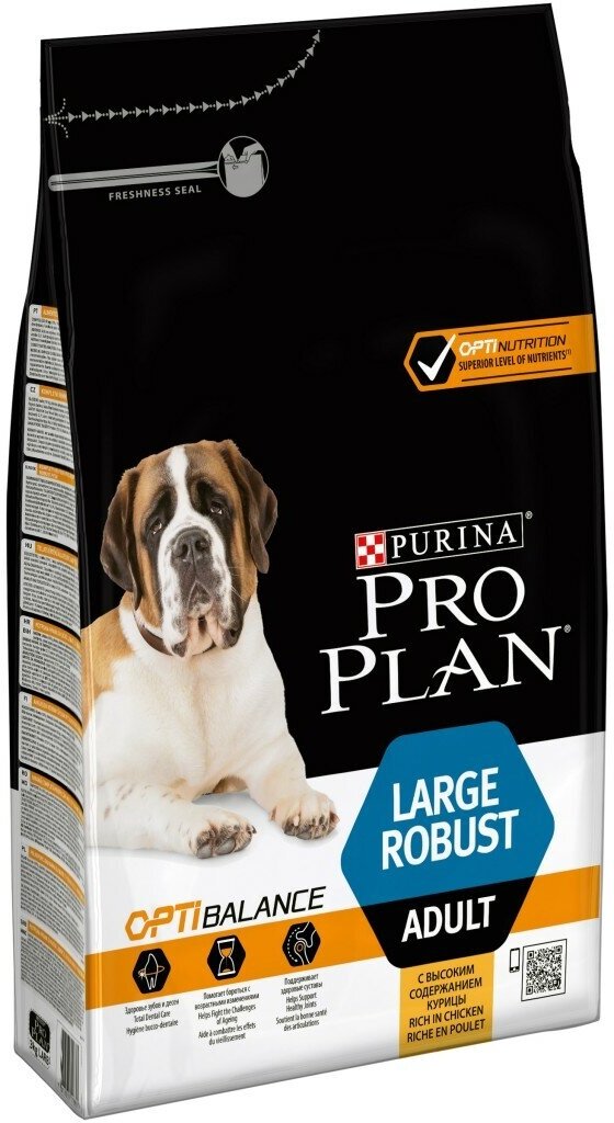 PURINA PRO PLAN OPTIBALANCE для взрослых собак крупных пород с мощным телосложением, с курицей и рисом (18 кг)
