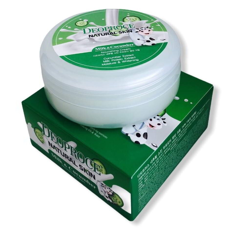 Питательный крем для лица с молоком и экстрактом огурца Natural Skin Nourishing Cream Milk Cucumber 100 гр (Deoproce)