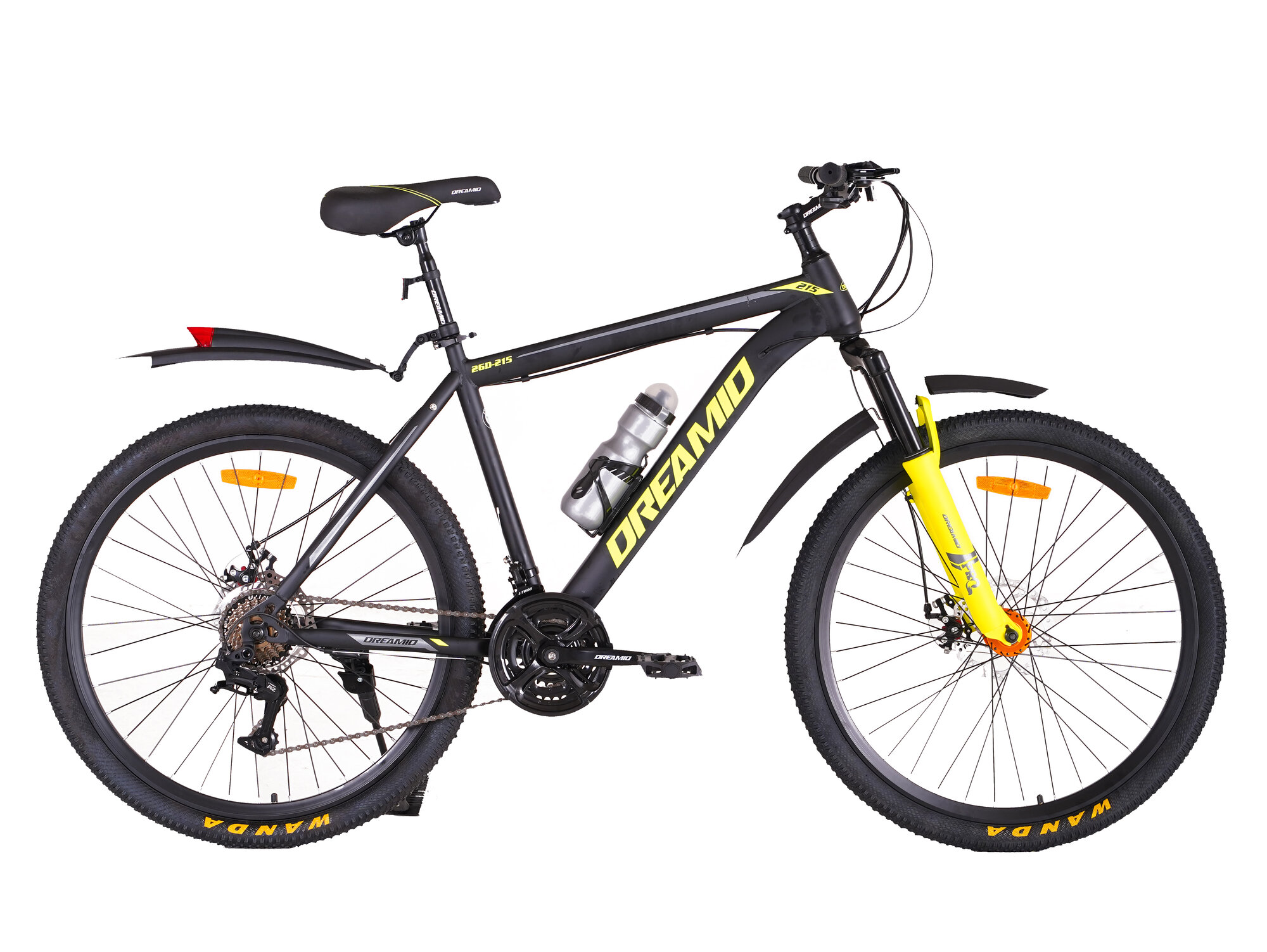 Горный велосипед DREAMID 26D-215, 17", 21 скорость, стальной, 26", черный/желтый