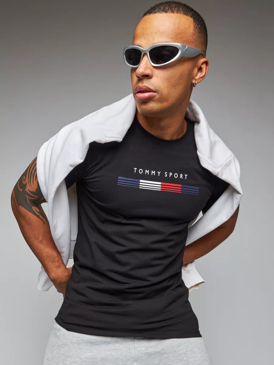 Футболка Tommy Sport, размер XXL, темно-синий — фото 1