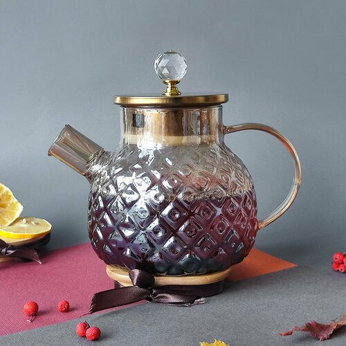 Чайник стеклянный заварочный 1л метал крышка ситечко Baizheng 678₽