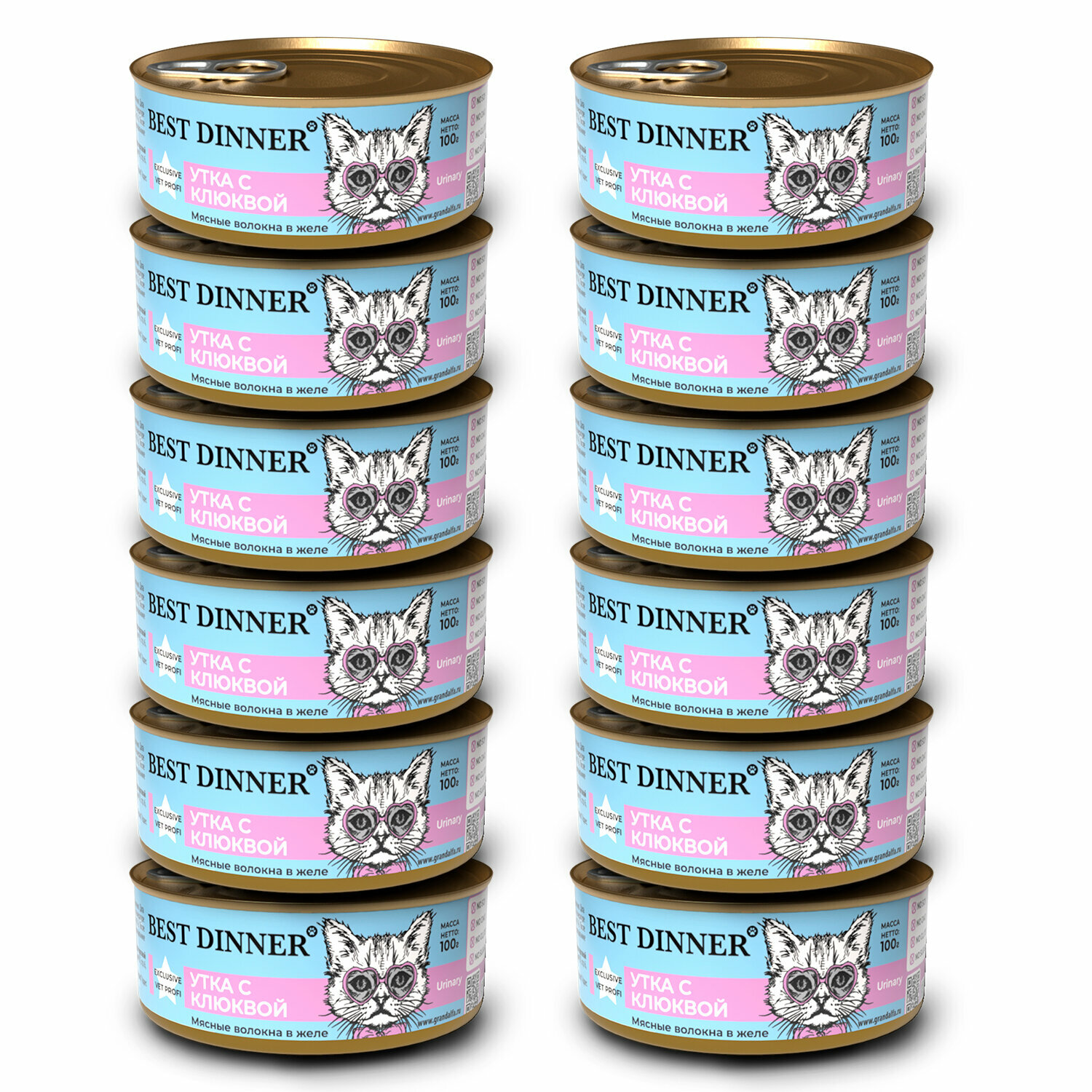 Влажный корм для кошек (консервы) Best Dinner Exclusive Vet Profi Urinary, утка с клюквой, 100 гр * 12 шт
