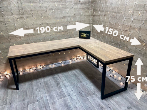 Изображение товара Стол EasyLOFT письменный в стиле лофт, угловой, разборный, 190/150x60x75 см, тоскана