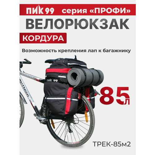 Велорюкзак-штаны на багажник, ПИК-99, ТРЕК-85М-2 кордура, черно-красный