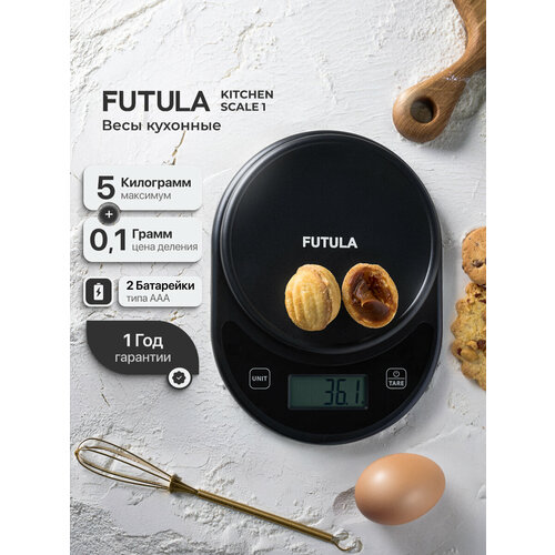 Весы кухонные Futula Kitchen Scale 1 черные электронные индикатор заряда батареи и перегрузки 792₽