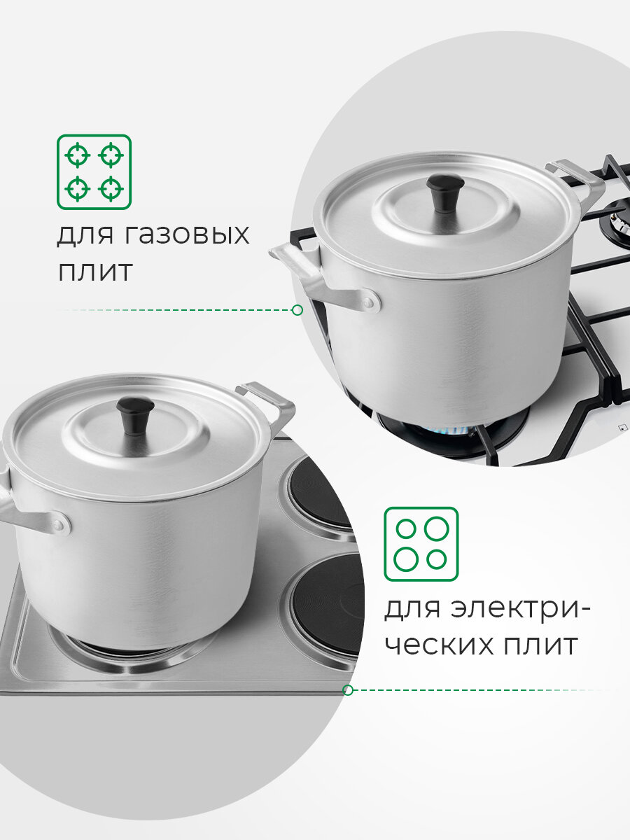 Кастрюля с крышкой 3,5 л Демидовский завод, матовая, для газовых и электрических плит — фото 1