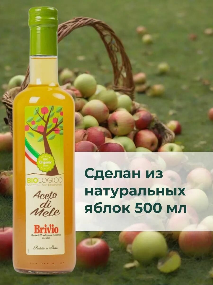 Brivio яблочный уксус Натуральный, Нефильтрованный 500 мл. Стекло — фото 1