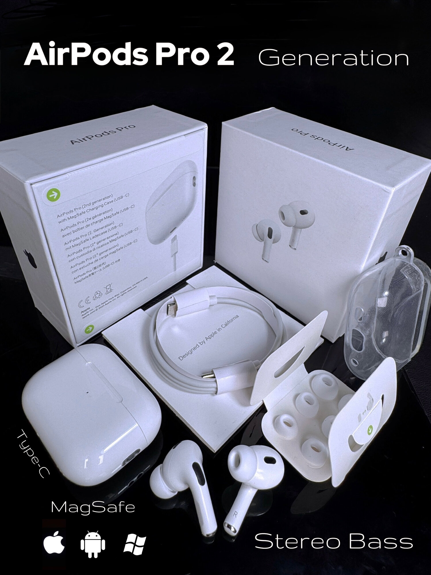 Наушники беспроводные, AirPods Pro 2 с чистым звуком, сенсорное управление — фото 1