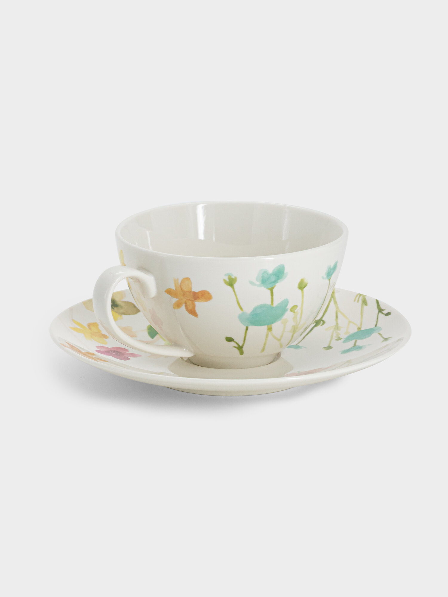 Чашка с блюдцем, 400 мл, Лесные цветы — фото 1