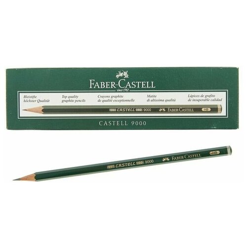 Карандаш художественный чёрнографитный Faber-Castel CASTELL® 9000 профессиональные HB зелёный