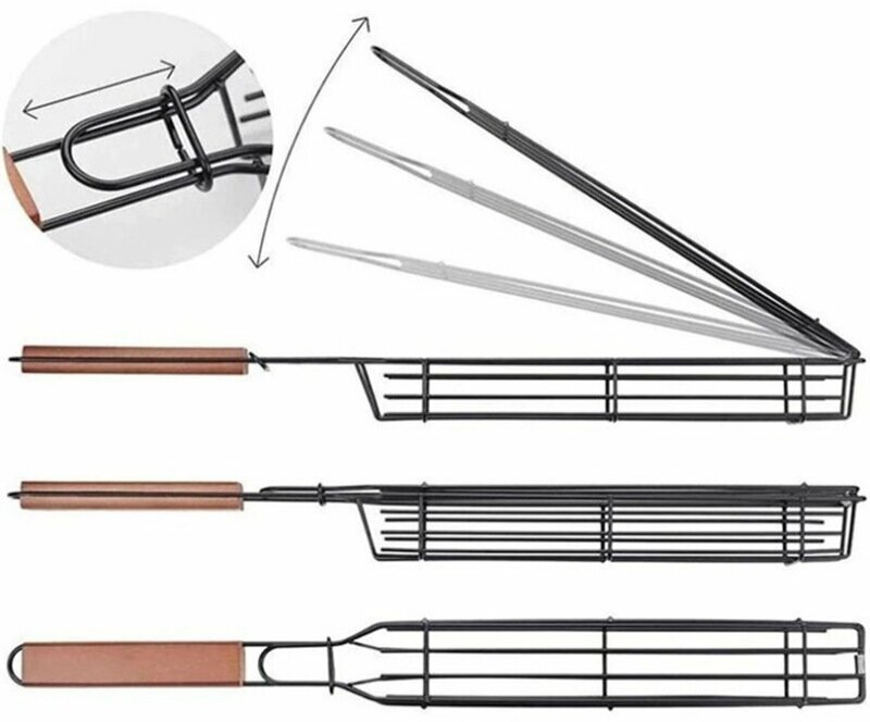 Набор 2 решётки для мангала для овощей и мяса, решетка гриль, шампуры - фотография № 6