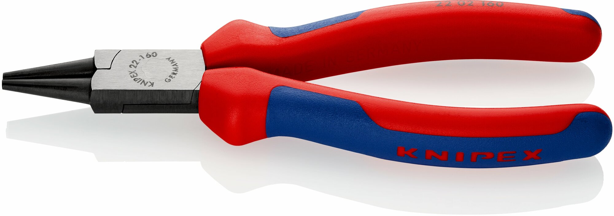 Круглогубцы KNIPEX, губки d3x30 мм, длина 160 мм, фосфатированные, 2-комп ручки KN-2202160