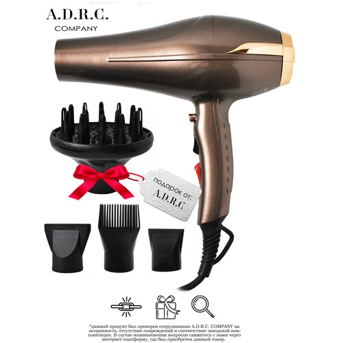 Профессиональный Фен для волосуход за волосамидля укладки и сушкикоричневыйнасадка концентратордиффузордомашнийсалонныйсенсорная кнопка 467500₽