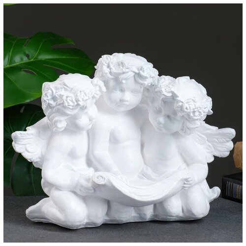 Фигура Ангел тройной белый 16х28х22см металлическая фигура ангел