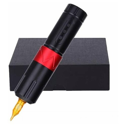 Беспроводная машинка ручка для тату и татуажа с мощным аккумулятором Flux Wireless Pen S11 Red