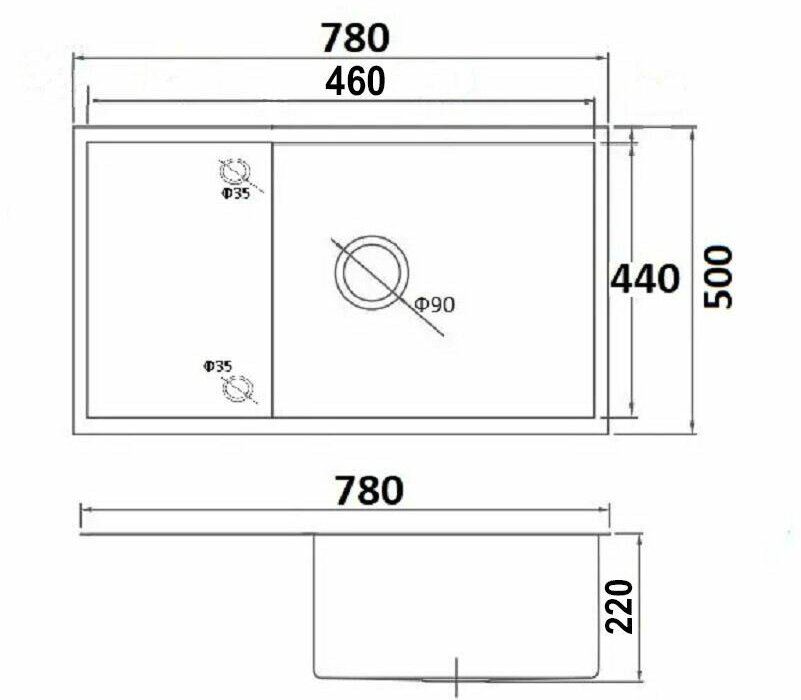 Комплект кухонная мойка из нержавеющей стали WISENT WS37850X (78х50 см) с дозатором - фотография № 3