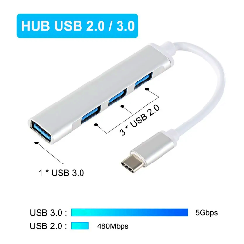 USB Hub 3.0 Type C концентратор на 4 порта, USB 3.0, высокоскоростной USB хаб для macbook, HUB для apple