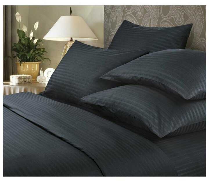 фото Простыня на резинке "Verossa. Stripe. Black", 160х200 см