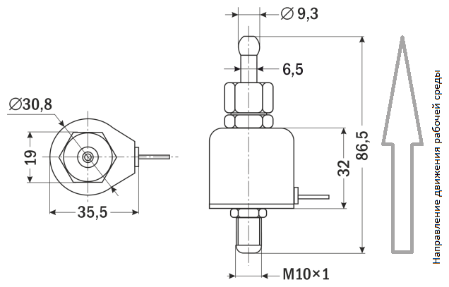 HX-3 DC 12В - Клапан электромагнитный нормально закрытый прямого действия