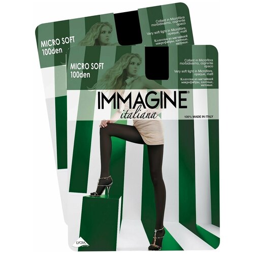 фото Колготки immagine micro soft, 100 den, с ластовицей, 2 шт., размер 2, черный