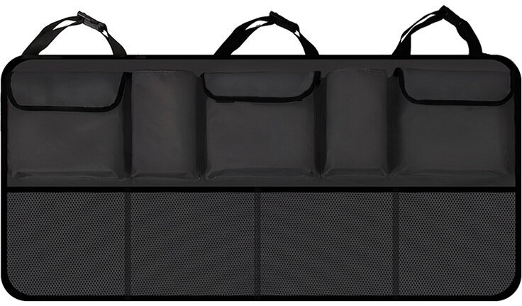 Подвесная сумка органайзер для хранения на спинке автомобильного сидения водонепроницаемая сумка в багажник автомобиля 52 х 108 см (Черный)