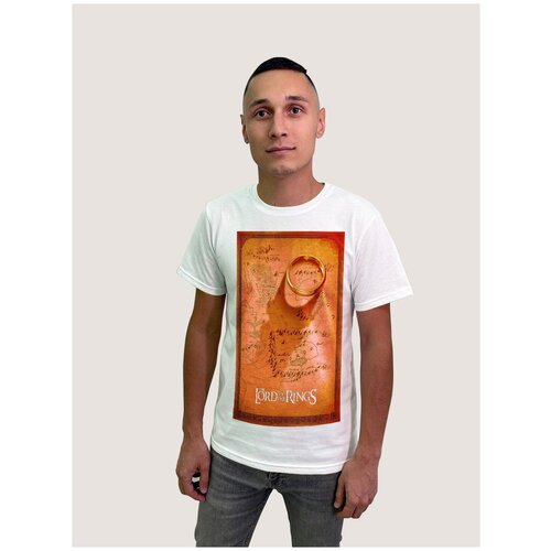 фото Футболка мужская белая из хлопка с dtf принтом сериал властелин колец кольца власти - 629 будь на стиле