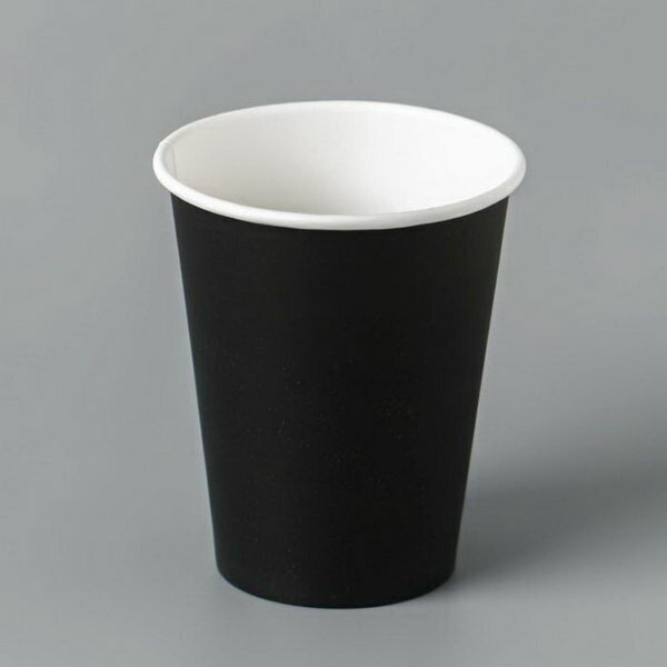 Стакан бумажный "Чёрный" для горячих напитков, 160 мл, диаметр 70 мм, 50 шт.