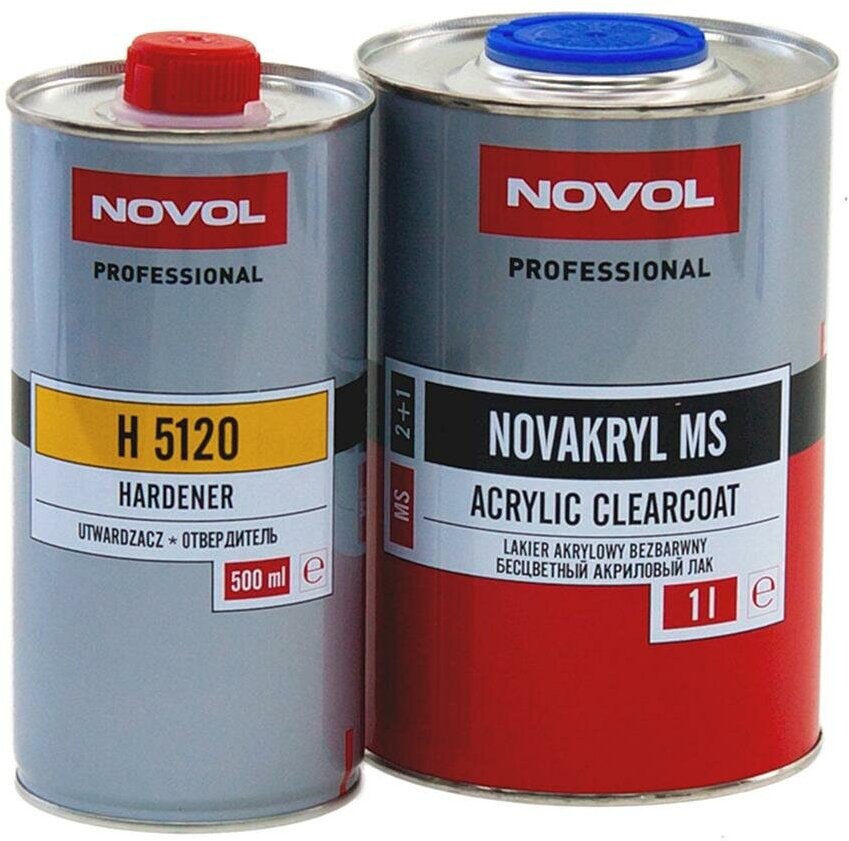 Стандартный автомобильный лак Novol Novakryl MS 2+1 Acrylic Clearcoat 1 л. с отвердителем 0,5 л.