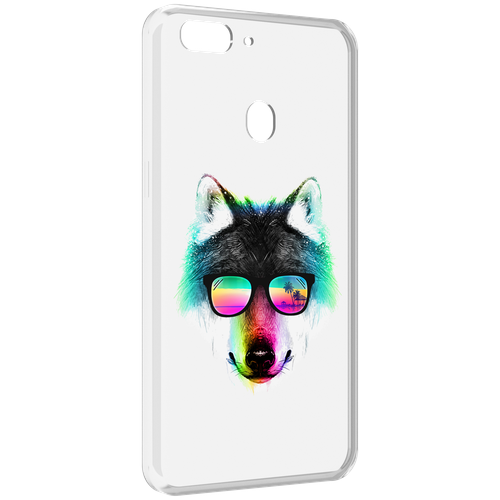 Чехол MyPads радужный волк для Oppo Realme 2 задняя-панель-накладка-бампер