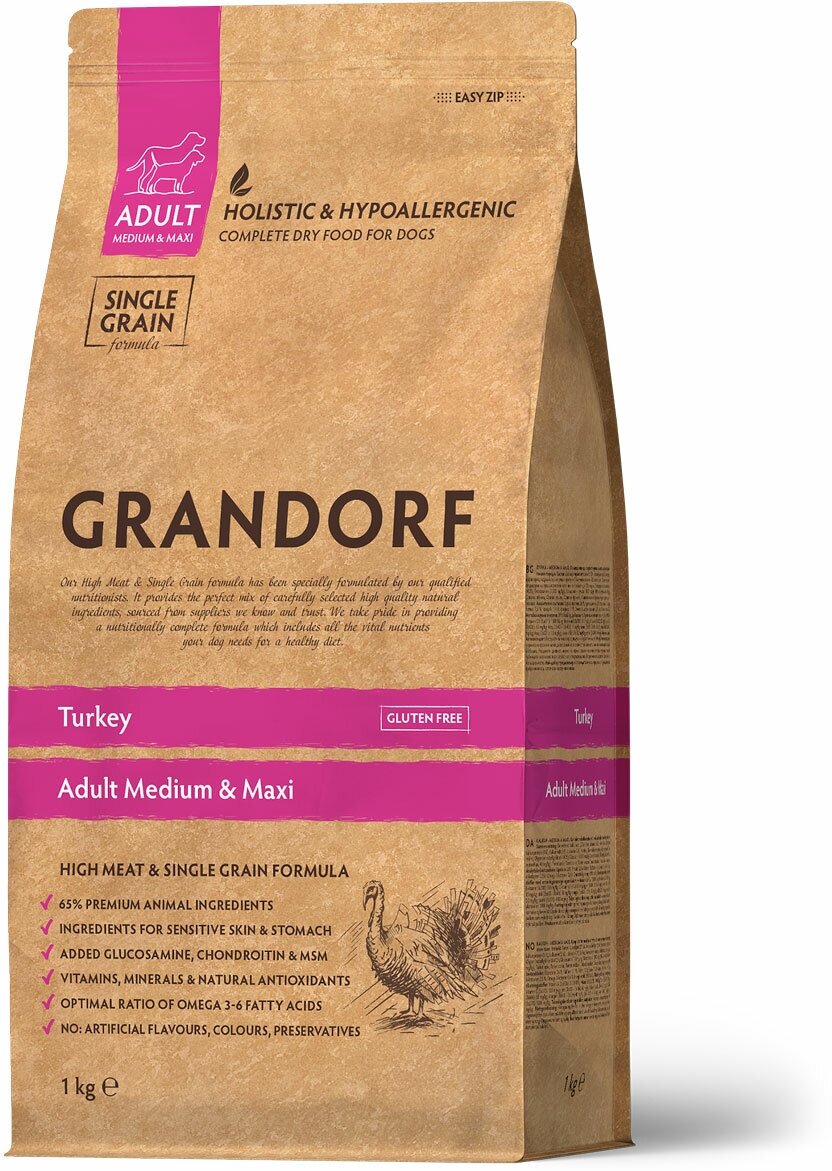 Grandorf Turkey & Rice Adult All Breed 1 кг - корм с индейкой и рисом для взрослых собак всех пород