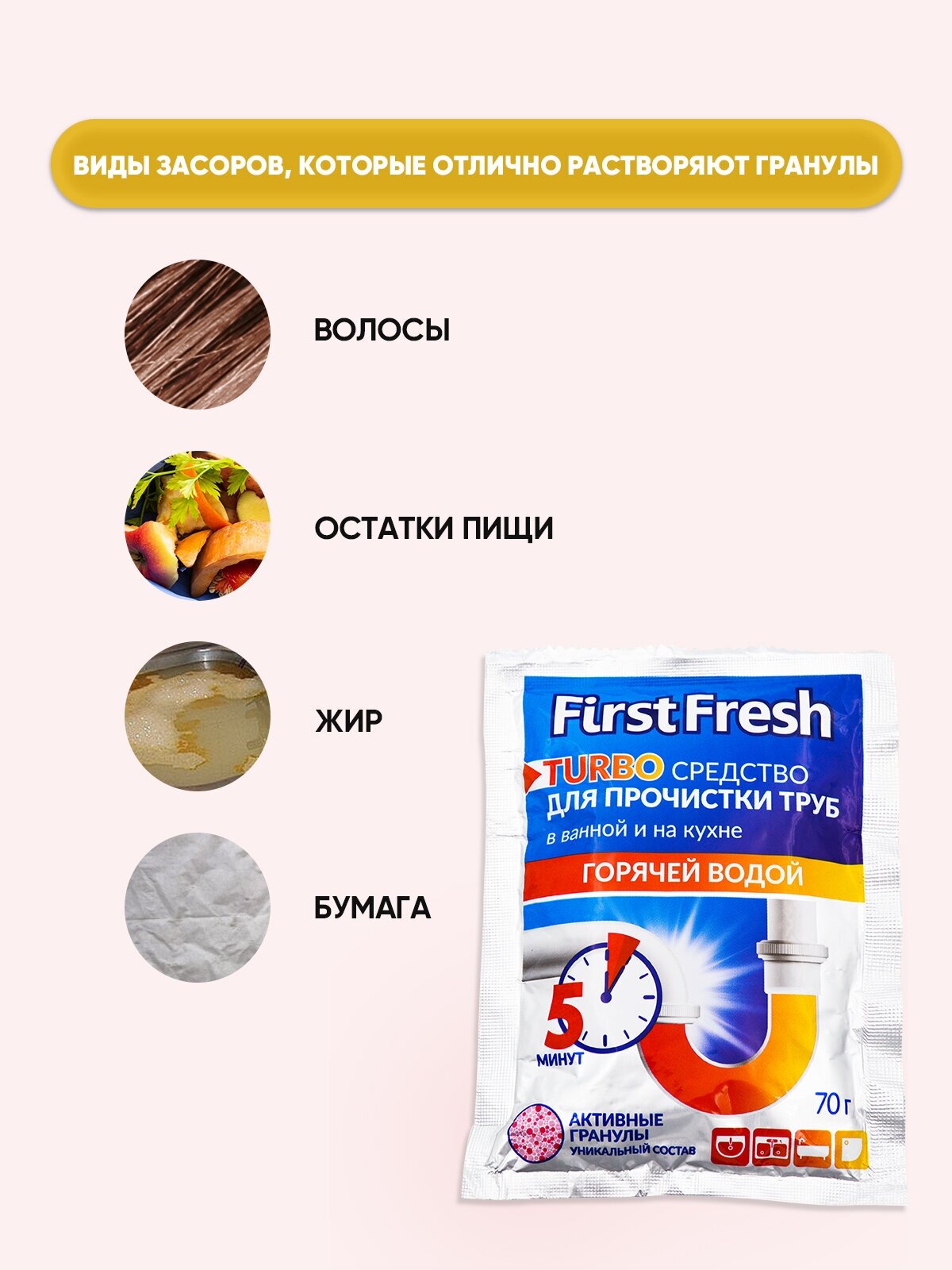 FIRST FRESH Средство для прочистки горячей водой 70гр/6шт - фотография № 2